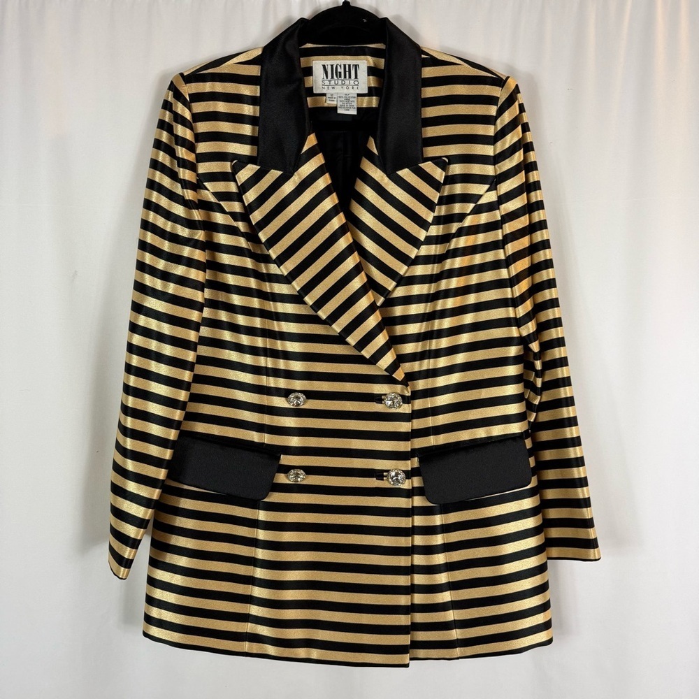 Vintage set Night studio New York size:12 color: gold, black striped print